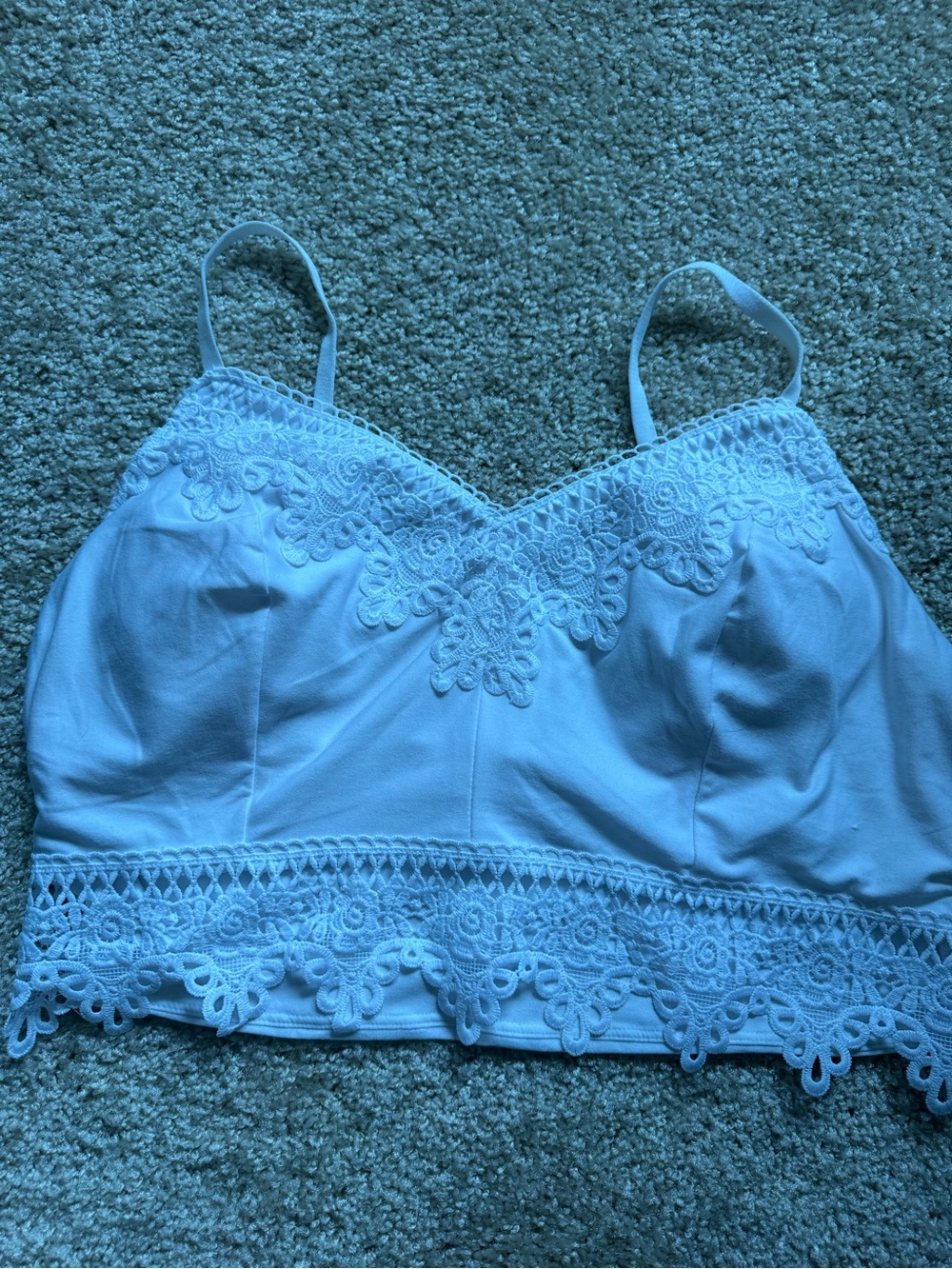Mudd Light Blue Lace Trim Crop Cami